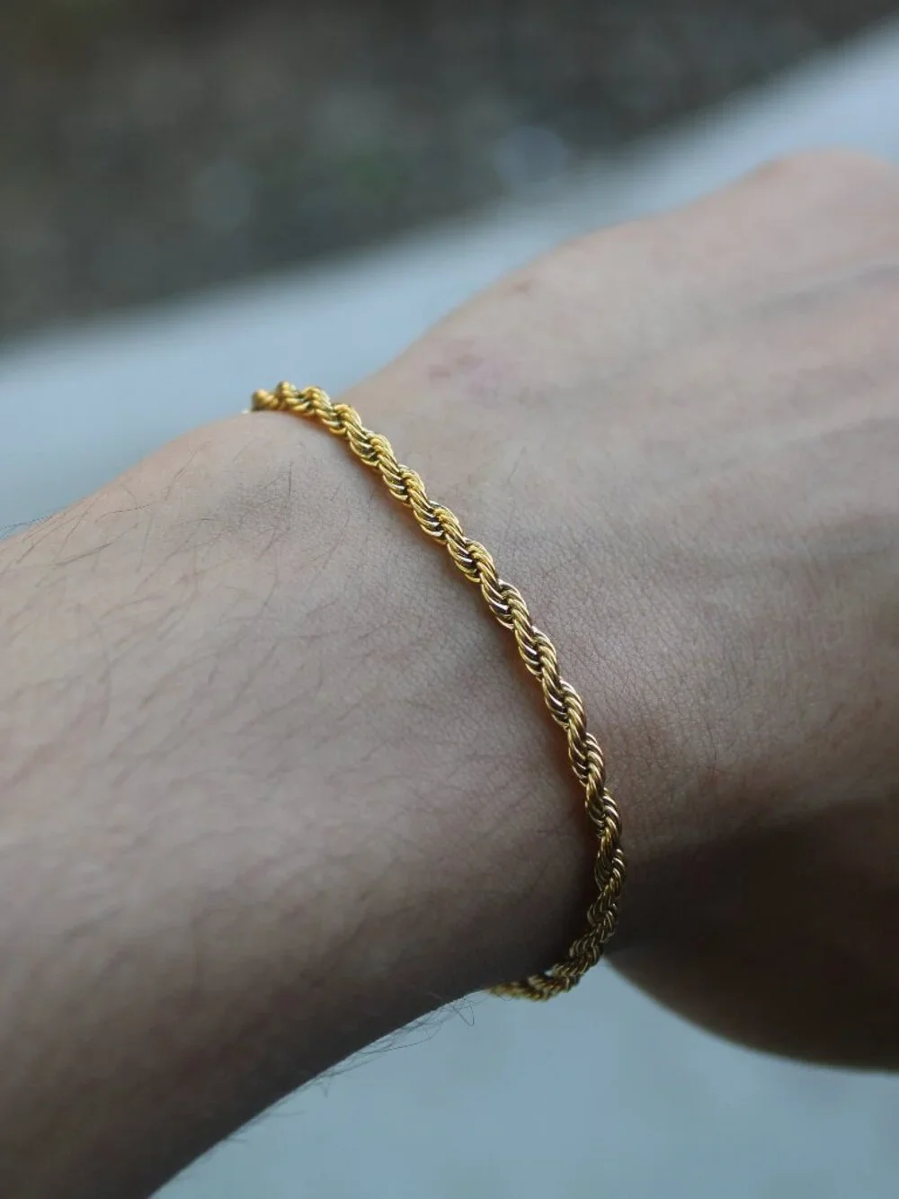 Gold 3mm Rope Bracelet Stainless Steel 8 Inch